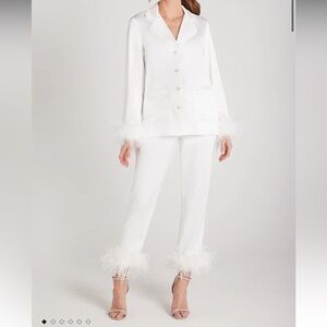 NADINE MERABI DARCIE WHITE FEATHER PAJAMAS